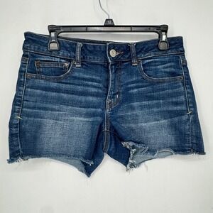 American Eagle Outfitters Shortie Denim Shorts Womens 8 Dark Wash Super Stretch